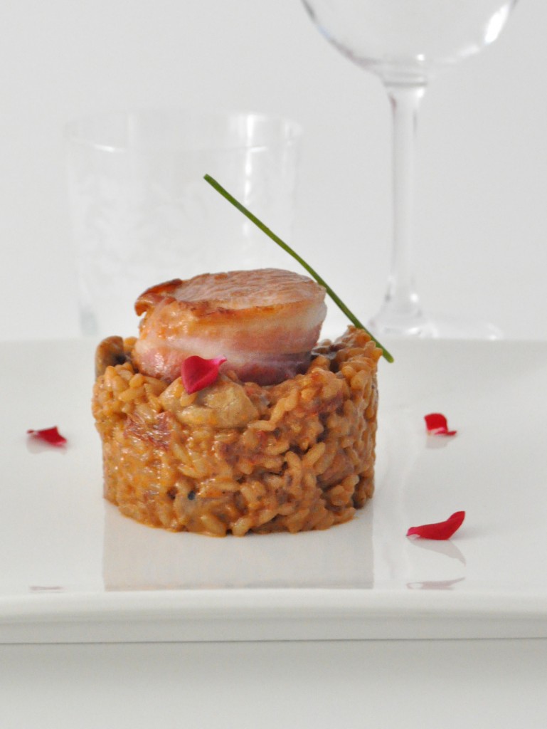 Solomillo de cerdo con arroz cremoso Ideal