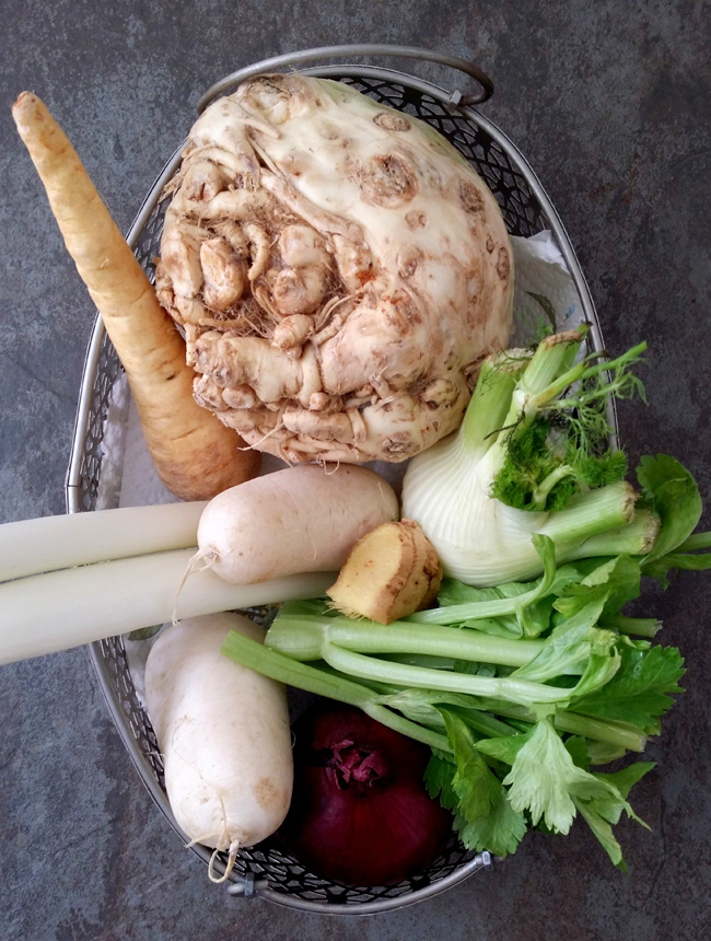 ingredientes para caldo de verduras