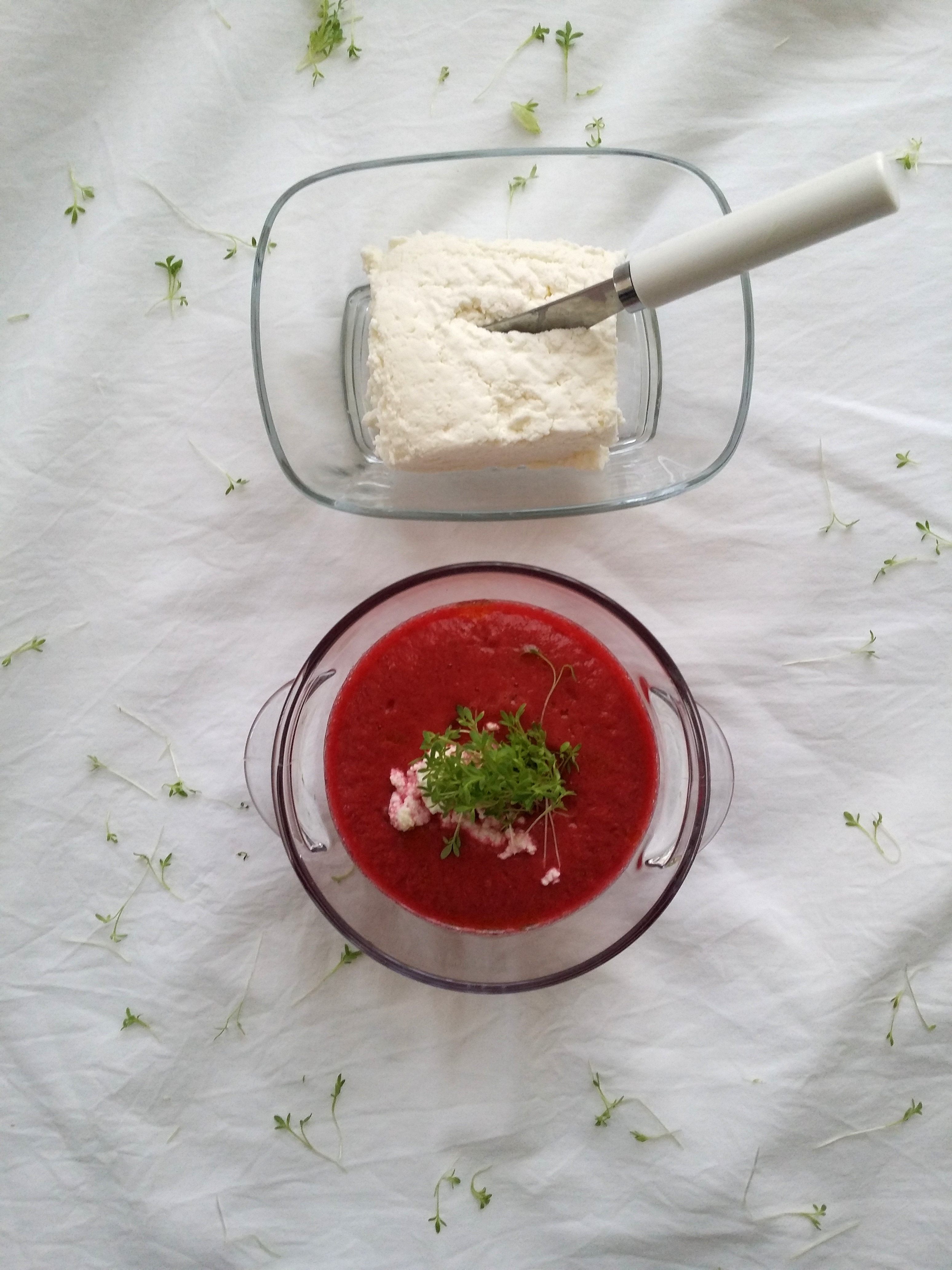 sopa de tomate  y requesón
